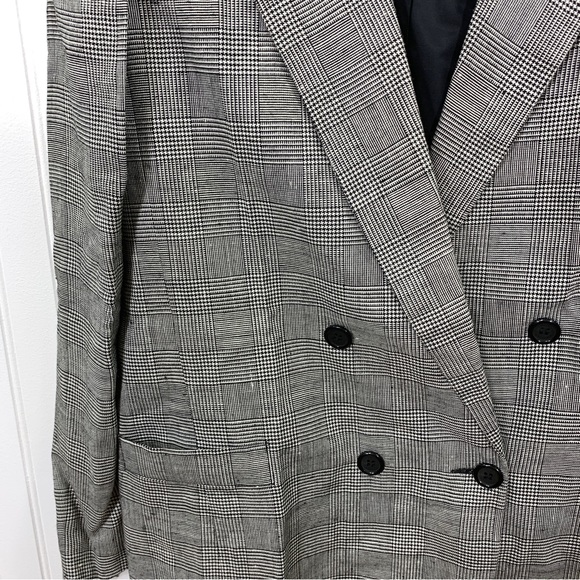Vintage 90s houndstooth plaid double breasted blazer jacket size 10 academia - Picture 6 of 9